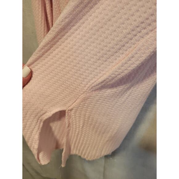 Grayson Threads Women‎ L Baby Pink Waffle Thermal Sleepwear LSleeve Shirt Comfy - Picture 6 of 6